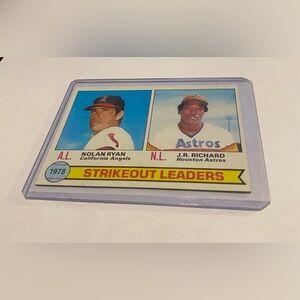 Nolan Ryan/J.R. Richards 1978 Topps Baseball Card Strikeout Leaders Vintage